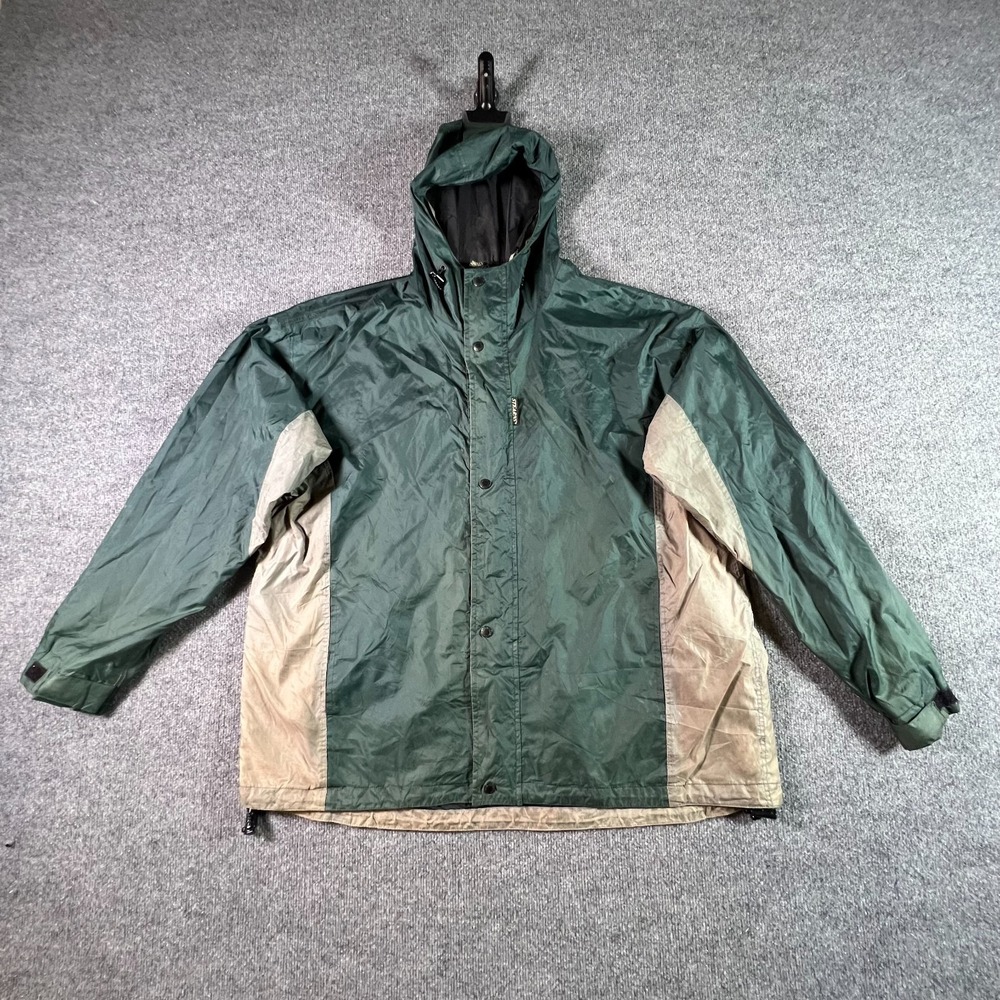 VTG Stearns Rain Jacket Mens XL Green Waterproof Full Zip Gorpcore 8712
